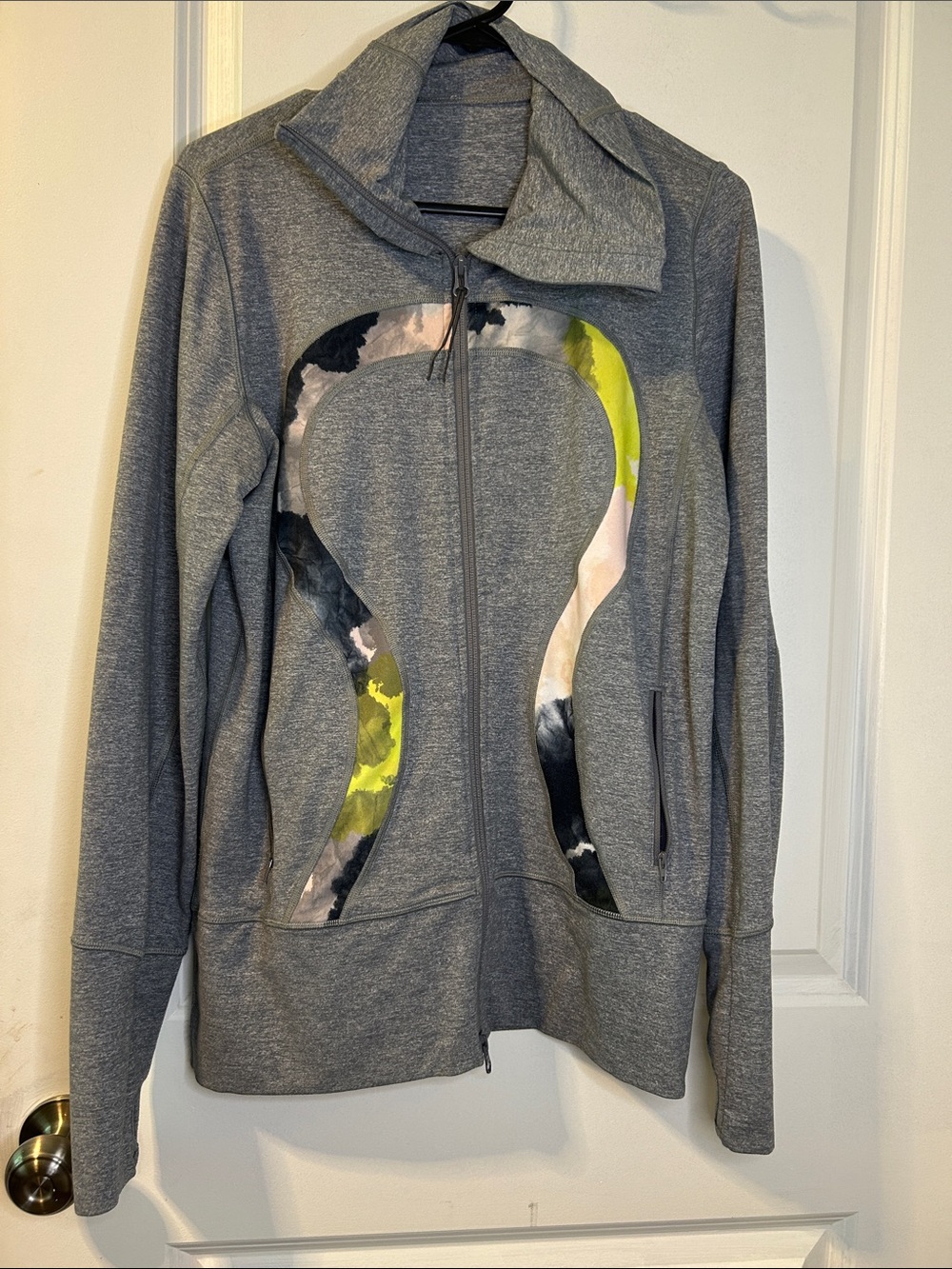 lululemon athletica Gray Zip Jacket with Neon Yellow & Black Accents
